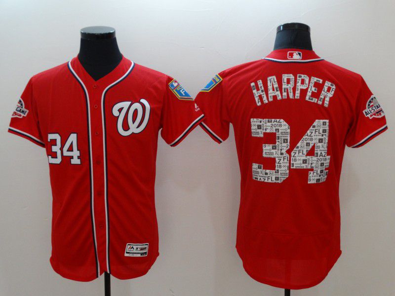Men Washington Nationals #34 Harper Red Elite Spring Edition MLB Jerseys